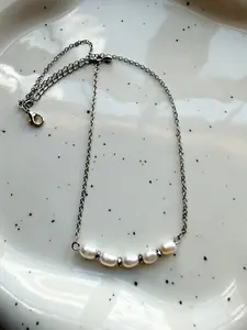 Minimalist Pearl Necklace with Hematite | Delicate Everyday Jewelry