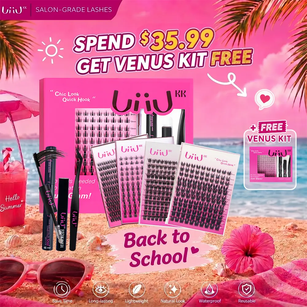 UiiUKK DIY Lash Clusters Waterproof Long-Lasting Fluffy & Weightless Look Individual Eyelash Extensions with Ultra-Thin Band Bond Sea Remover Makeup for Girls Beginner Friendly Cosmetic Individual Natural Girl Gifts  beach essentials Curl Lashes