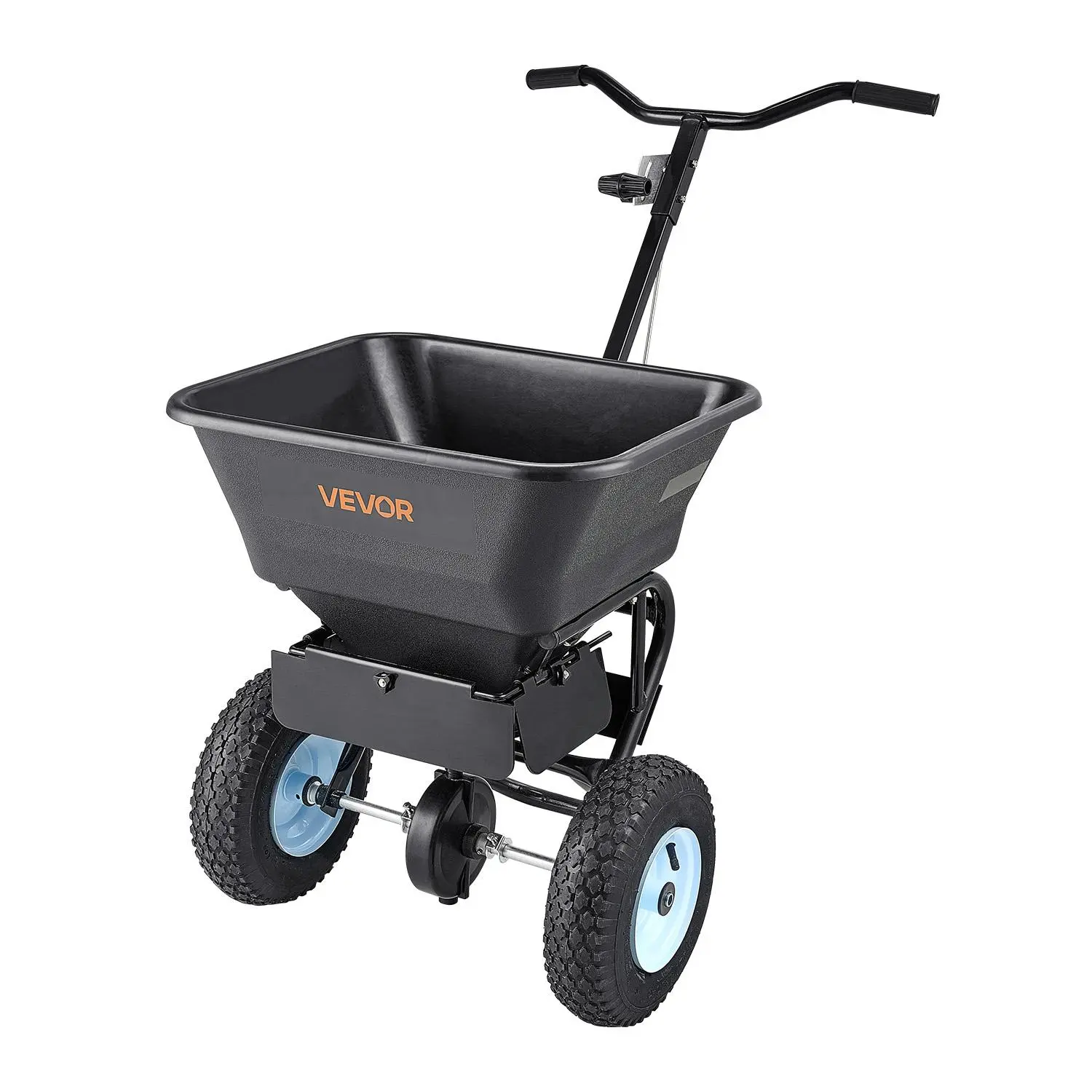 【BackToSchool】VEVOR Lawn Spreader, Summervibes,Summervibes, 100LBS Capacity, Walk-Behind Push Spreader, 0-9.8ft Spreading Width, 13 in All Terrain Pneumatic Tires, Fertilizer Spreaders with Hopper Grate, for Seed Salt Ice Melt