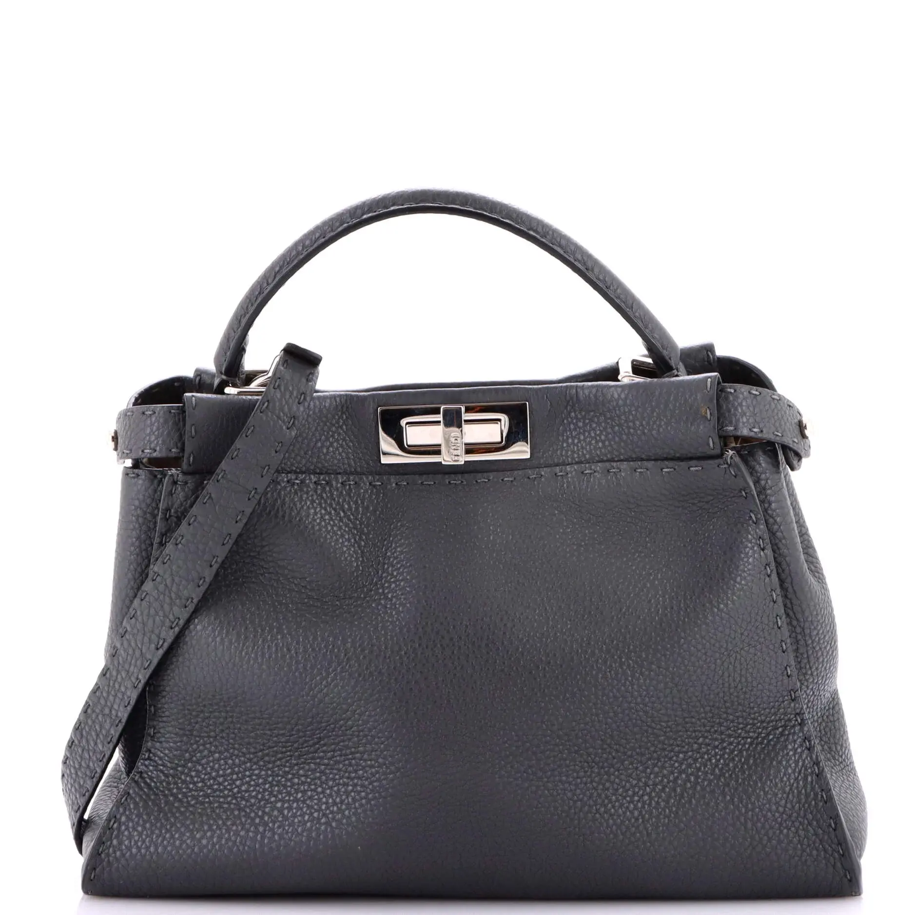 Pre-owned FENDI Leather Top Handle Bags Selleria Peekaboo Bag Rigid Regular by Rebag
