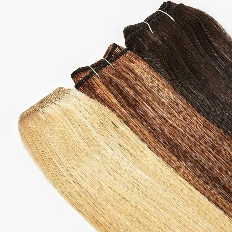 Weft Bundles Brazilian Straight Human Hair , Double Weft Quick Weave