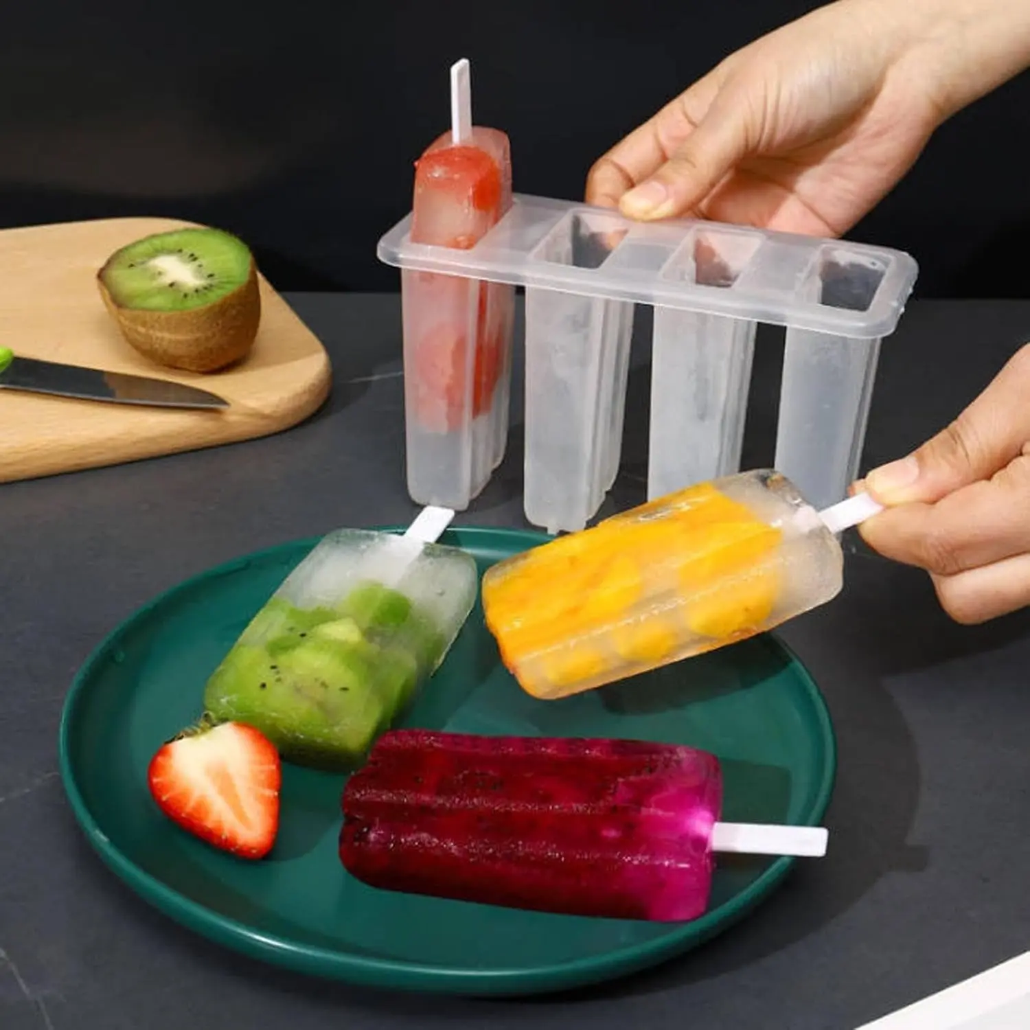 Ice Bar Mold | Food-Grade Tray Maker | Ice Pop Maker | for Chocolate Candy Pudding Gelatina Fruit Yogurt Cake Dessert Freezer Cookie Camping