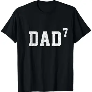 Cotton Short Sleeve Dad 7 Father of Seven Kids Fathers Day T-Shirt for Men Women