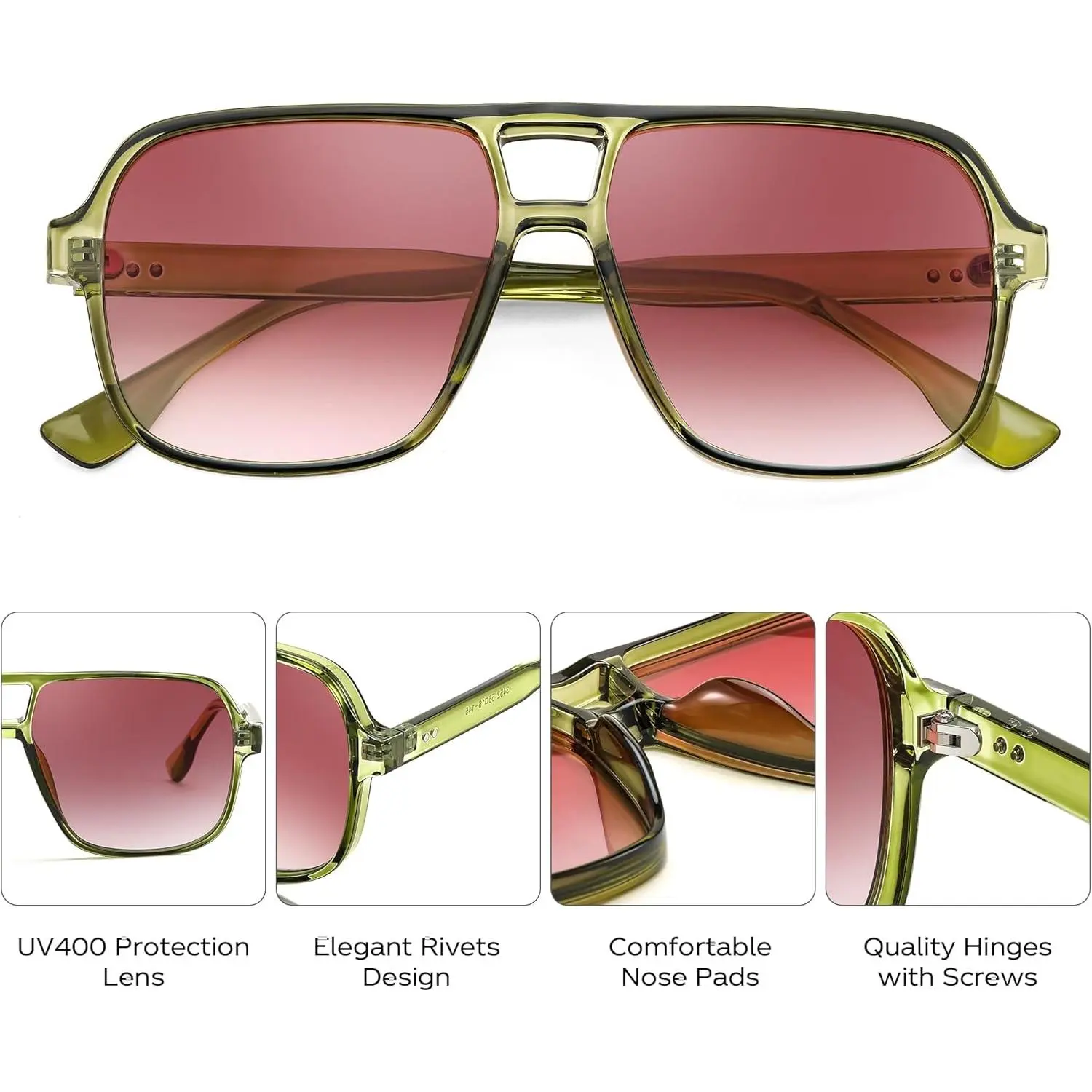 EyeconicFinds Retro Square Aviator Sunglasses Women Men 70s 