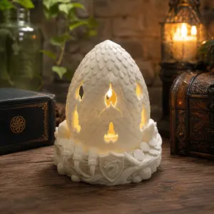 3D Printed Dragon Egg Fairy Lamp | Fantasy LED Tealight Lantern | Medieval Dragon Nest Decor | Dragon Lover Gift