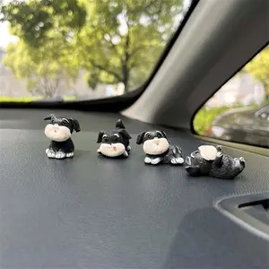 Figurines Dashboard Decor, 4 count Mini Schnauzer Cute  Accessories Interior, Mini  Schnauzer Gifts for Women Girl