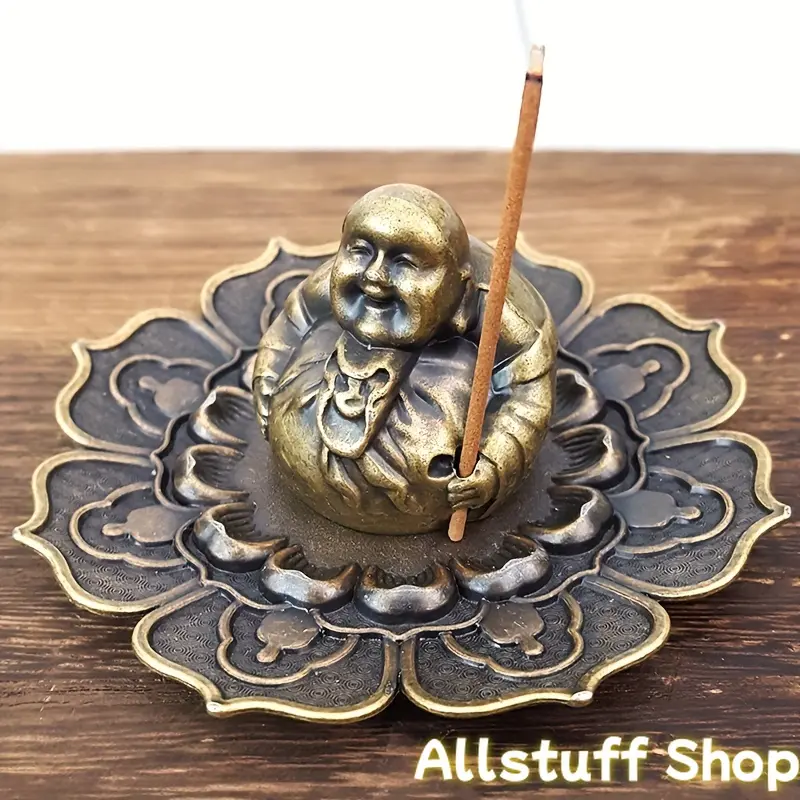 1 Maitreya Incense Stick Holder, Smiling Face Incense Stick Holder Incense Holder Household Incense Holder Indoor Incense Tray Burner, Suitable for Meditation Zen Zen Meditation Yoga Leisure Outdoor Spa Craft Decorations, Home Decorations