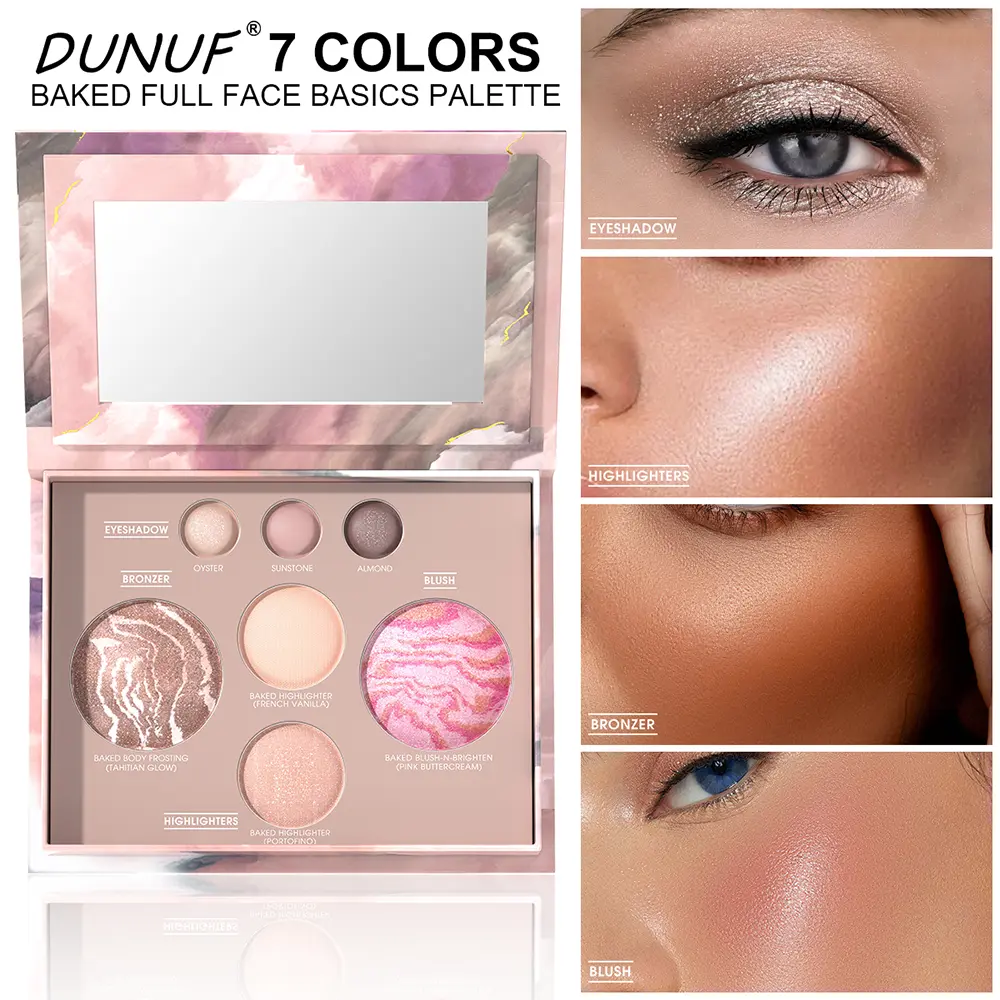 4In1 Face Basics Palette Long Lasting Makeup Waterproof Smudgeproof Glossy Eyeshadow Compact Smooth Blush Easy To Apply Cream Highlight Contour Cosmetic DealsForYouDays