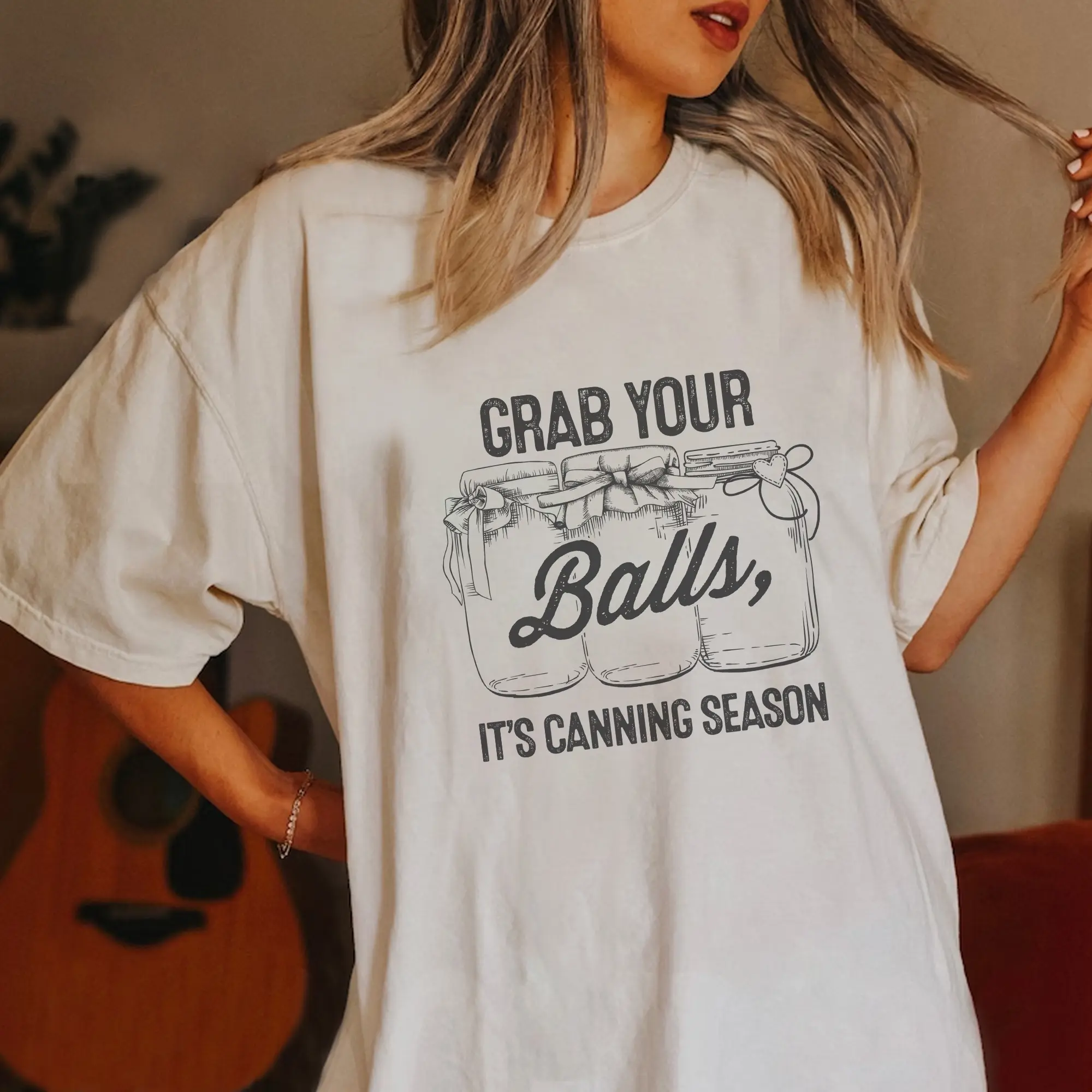 Comfort Colors Grab Your Balls, It’s Canning Season T-shirt Funny Mason Jar Gardening Glass Jars Farming Tshirt Farmer Comfort Colors Shirt Graphic Tee