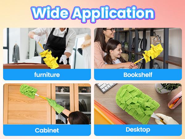 Duster Refills for Swiffer, Electrostatic Dust Removal Brush Refills Multisurface 360° Larger Size Dusters with 4X Microfibers, Unscented Disposable Dusters for Cleaning Home, Blinds, Fans Gloves