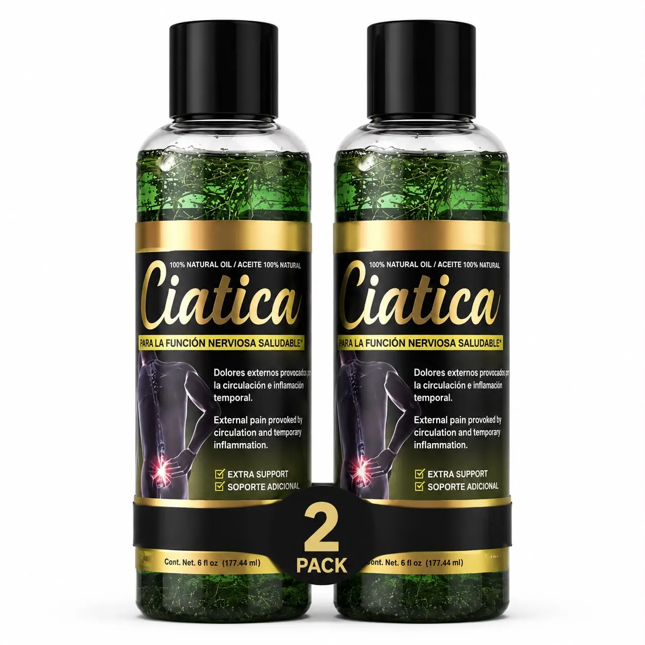 2 Pack Aceite de Ciatica Sciatic Nerve Body Oil Premium Natural 30 ML. Massage Oil Masaje