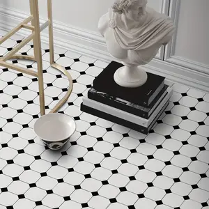 12pcs Geometric Square Floor Stickers, Tile Stickers, Decorative Stickers, Self-Adhesive Peelable Reusable, Home Decor for Bedroom Kitchen Living Room Balcony Bathroom