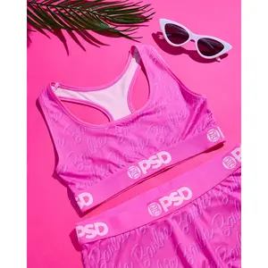 PSD Womens Barbie Logo Racerback Sports Bra - Comfortable, Breathable, Ultra-light Fabric