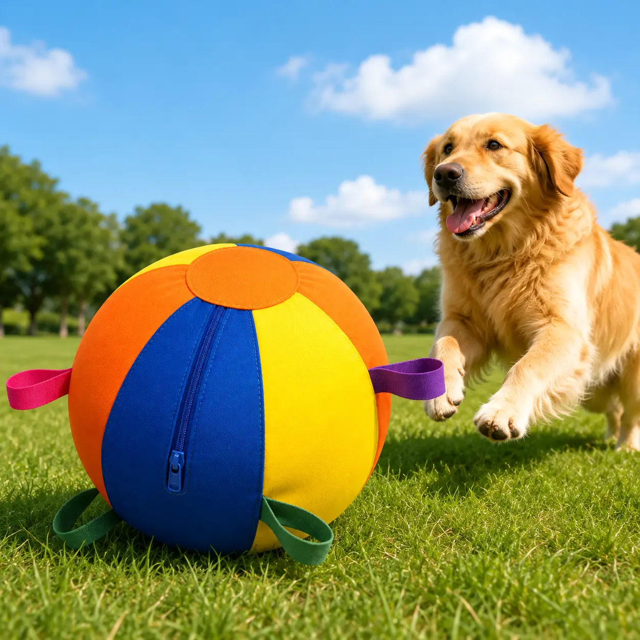 Reinforced Herding Ball for Medium Dogs, Thick Fabric Dog Ball Toy for Outdoor Interactive Play, Exercise, Training & Fetch, Durable Pet Toy for Active Dogs