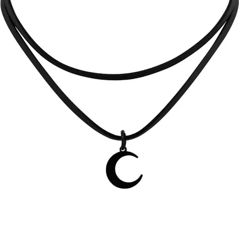 Gothic Boho Layered Black Crescent Moon Choker, Moon Necklace for Women, Gothic Emo Grunge Necklace, Goth Jewelry, Fashionable Accessory, Christmas Jewelry Gift for Women, Modern Versatile Accessories, Choker Necklaces#Fashionweek#Fallfreshness#test