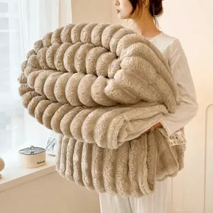 Extra-Large Blanket 108in*90in*90in Thick Blanket Soft And Comfortable Warm 3D Rabbit Hair Double-Sided Blanket Warm Velvet Blanket Nap Blanket Air Conditioning Blanket Office Outdoor Camping Gift Blanket Bedroom, Versatile Blanket For All Seasons