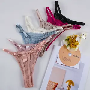 7Pack Women G-String Thongs Floral Breathable T-back Lace Hollow Out Low Waist Thongs Cheeky Underwear Panties