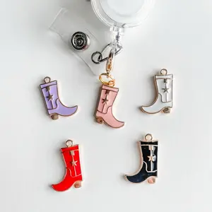 Cowboy Boot Badge Reel Charms - Unique Cowboy Boot Design, Metal Coating, Durable Accessory for Badge Reels, No Badge Reel Included