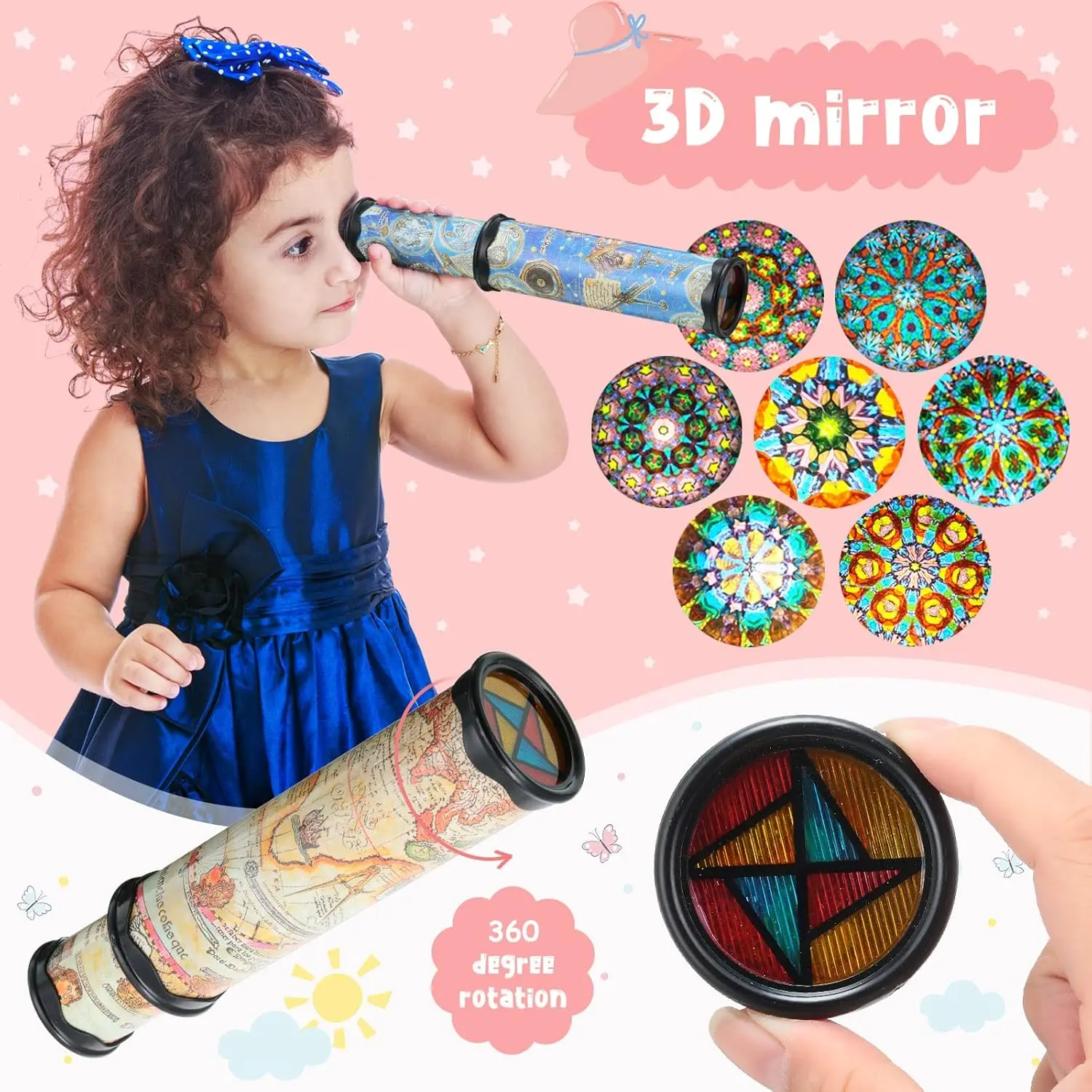 Vintage Map Kaleidoscope: Rotating Sensory Toy for Kids | Spark Creativity & Visual Exploration