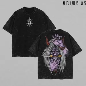 Shisui Uchiha x Naruto Anime Double Printed Vintage Washed Tee Unisex Oversize Anime Manga Washed Heavyweight Cotton T-shirt Naruto Merch ShiShui Fan 8ZH RUZ