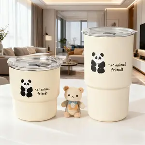 304 stainless steel coffee cup cartoon cream wind straw cup home office cup student portable water cup mug