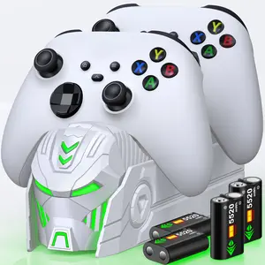 Rechargeable Controller Charger Station with 4*5520mWh Battery Pack Compatible with Xbox Series X/S/One/X/S Elite, Accessories Storage with 4 Battery Case-Black