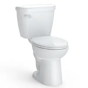 GARVEE 15.5" Comfort Height Two-Piece Toilet, CUPC Certified, Elongated Bowl with Side Push Handle, 1.28 GPF & PP Cover