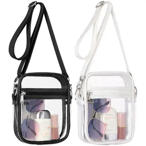 Clear PVC Bag Stadium Approved - Clear Purses for Women Stadium Crossbody Messenger Bag for Concerts Sporting Events