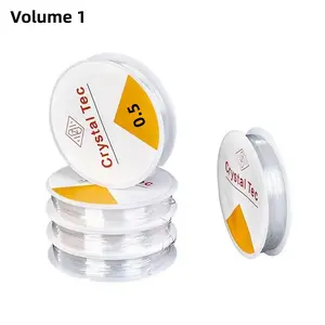 1 spool of 0.55mm diameter / 8 meters long transparent elastic beading thread, used for DIY bracelet and necklace jewelry making.