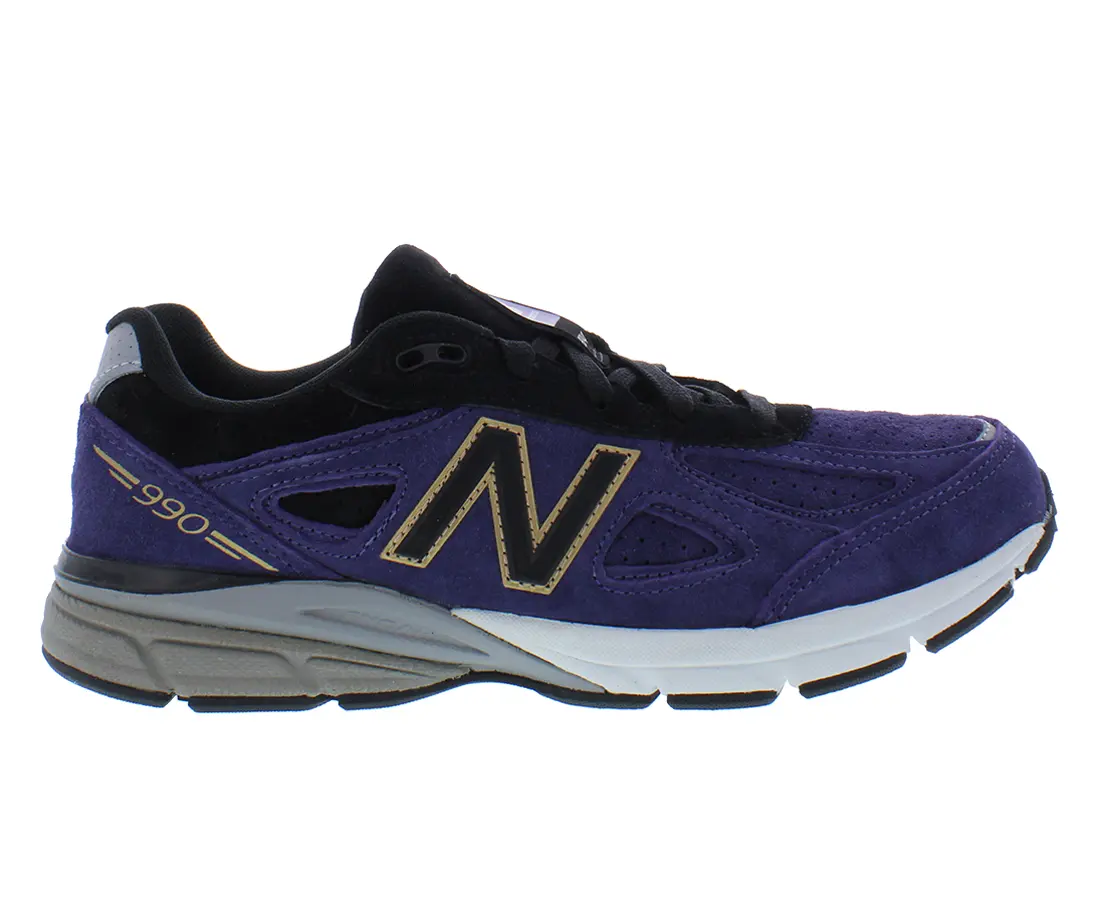 NEW BALANCE Boys' 990v4 Grade School Athletic Shoes, Suede and Mesh Cushioned Sneakers for Casual Everyday Walking, Kids Size, Single Pair, Classic