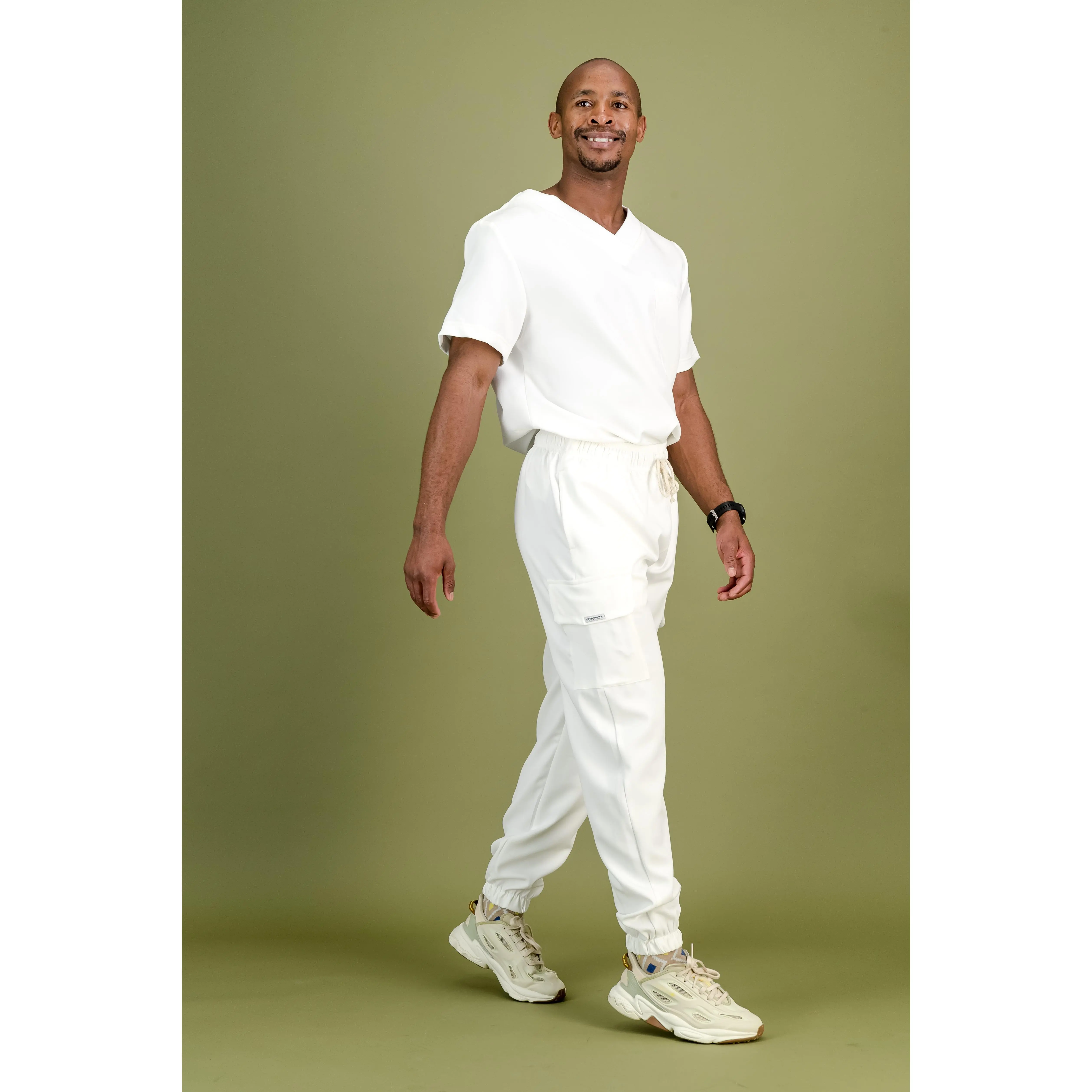Men's Optic White Scrub Set