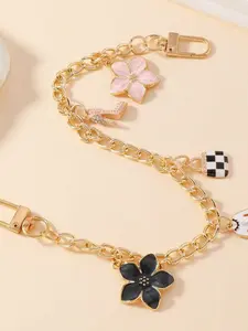 Trendy Metal Style Wallet Crossbody Bag, Versatile Oil Drop Flower Pearl Design, Chain Strap Accessory, Perfect for Everyday Use