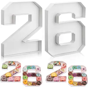 2 Pcs 10" 26 Graduation Number Fillable for Charcuterie Cardboard Charcuterie Letters 2026 Large Number Shaped Food Tray Candy Box for Chocolate Candy School Congrats Grad Party Supplies(White)