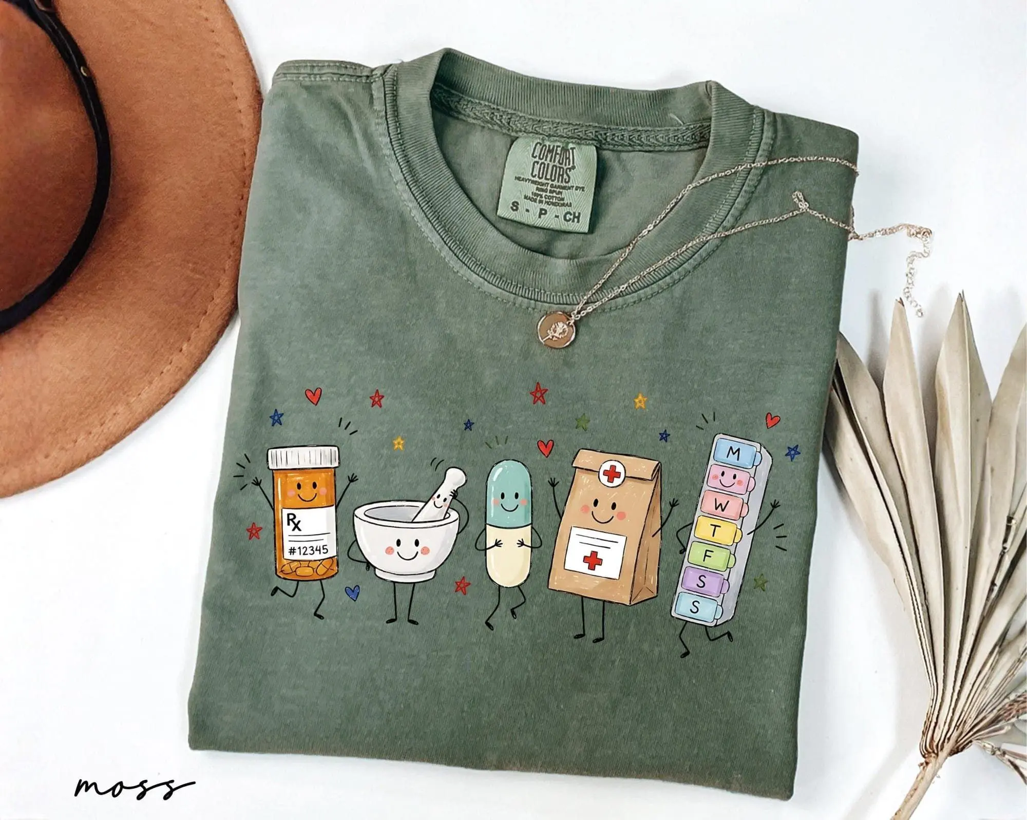 Comfort Colors Pharmacist Doodle Characters Shirt, Pharmacy Technician Tee, CPhT Shirt, Gift For Pharmacy Tech, PharmD Graduation Gift