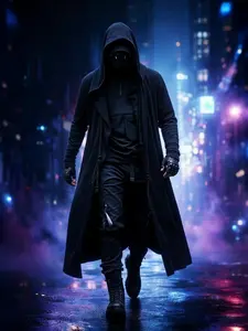 Men’s Cyberpunk Hooded Cape Coat – Dark Ninja Streetwear Cloak for Daily Wear, Cosplay & Halloween