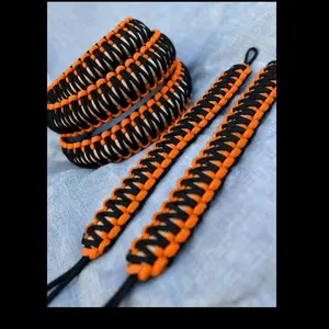 Orange/Black Paracord Bracelet - Handcrafted with Orange and Black Paracord, Perfect for Outdoor Enthusiasts