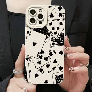 Poker Card Pattern Phone Case for Summer, All-inclusive Phone Protective Cover, Phone Accessory Compatible With iPhone XR XS Max 11 12 13 14 15 Plus 15/16/17 Pro Max/Samsung Galaxy S25 S24 S23 S22 Ultra Plus FE Screen Protector Protection