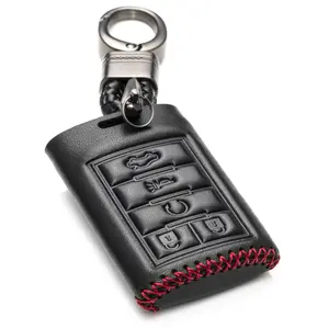 VITODECO Leather Key Fob Case Compatible for Cadillac CTS, SRX, STS, DTS, 2008-2009 5-Button