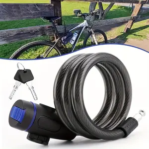 [Tungsten Steel Bike Lock] 1pc Tungsten Steel Bicycle Lock - Anti-Theft Cable for Mountain & Road Bikes, Scooters - Durable Cable Lock, Portable Lock Design, Powder Coated Finish, Knob Controller, Black, Versatile Equipment Lock, Bike Lock