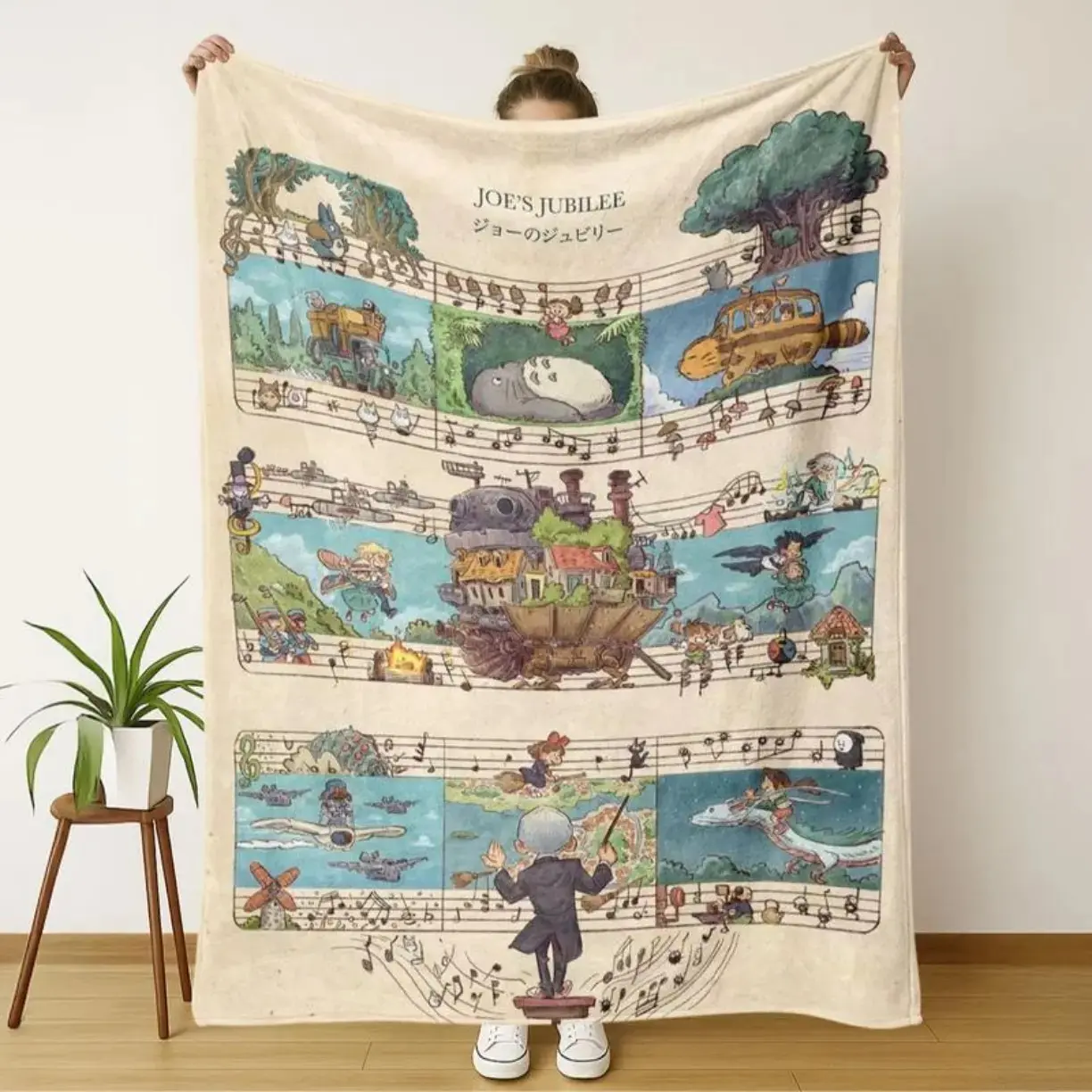 My Neighbor Totoro Forest Themed Blanket, Whimsical Anime Style, Features Totoro in Magical Forest, Soft Warm Home Relaxation Decor, Flannel Blankets holiday gift
