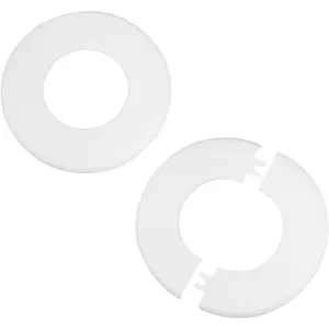 2Pcs Wall Split Flange for 2.5"/64mm Diameter Pipe ABS Round Self-Adhesive Escutcheon Plates 5.1"/130mm OD Plumbing Cover Plate for Water Pipe Faucet Wall Hole Decoration Accessories White