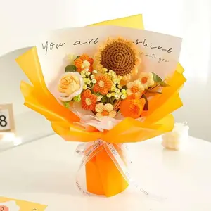 Hand-woven tulip bouquets, hand-woven artificial bouquets are suitable for Valentine's Day, Mother's Day, graduation season, wedding party gifts, home decoration, durable artificial flowers