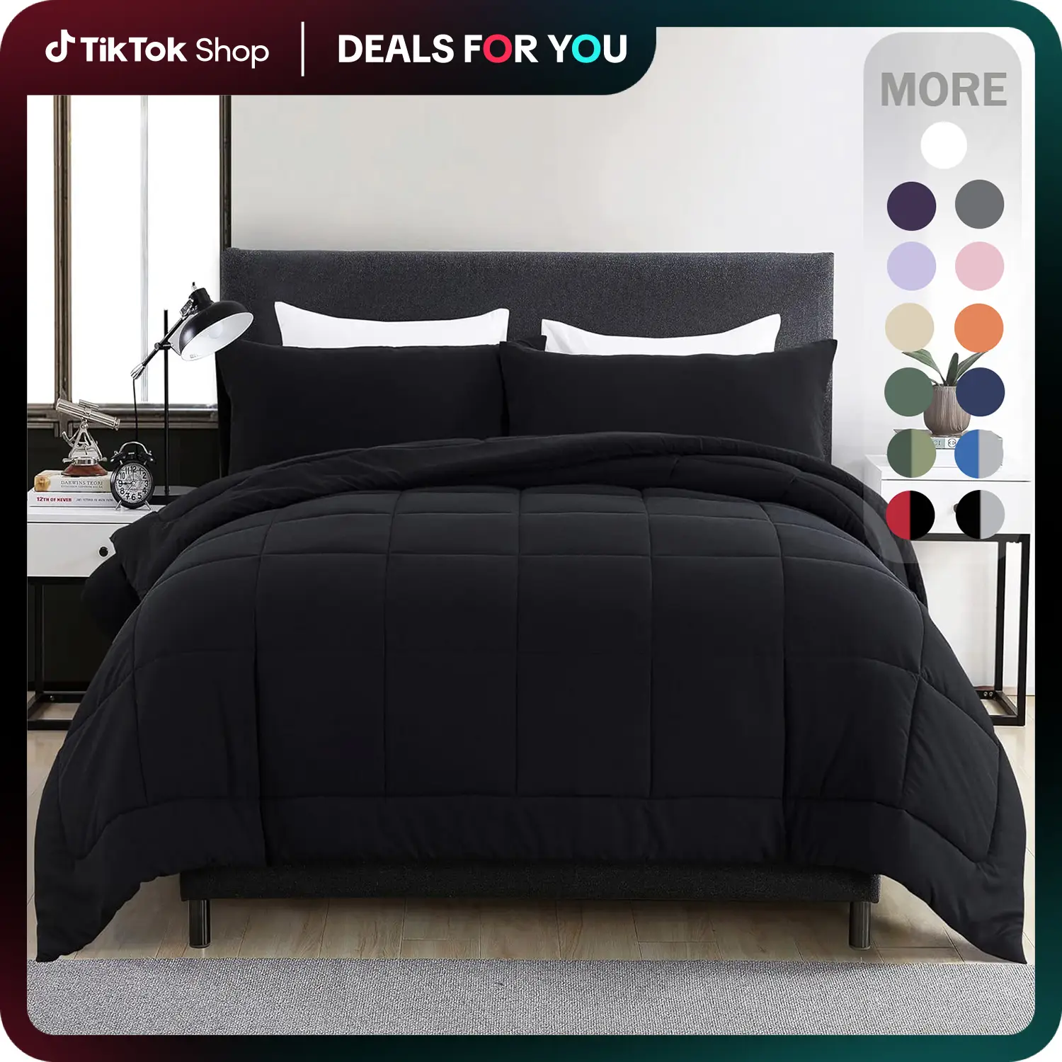 DOWNCOOL 3 PCS Comforter Set(only 2pcs for Twin size) -All Season Soft Bed Set-Down Alternative Comforter with pillowcase, Summer Turn Up, High Quali