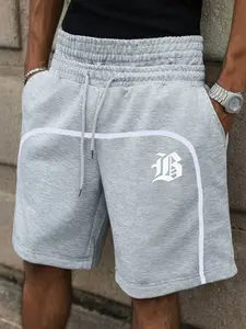 Men's New Sport Knit Shorts, Stretch Knit Shorts, Fashion Print, Casual Trendy Patchwork, Suitable for Home Leisure Outdoor Sports, Casual Athletic Shorts