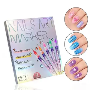 12-Color Nail Art Marker Set – Quick-Drying Acrylic Pens for DIY Manicures & Easy 3D Designs, Ideal for Beginners