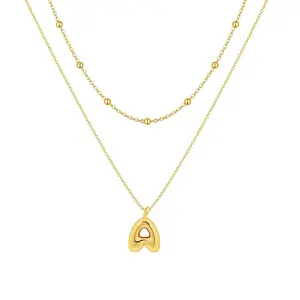 Tewiky  Fashion Alphabet Pendant Necklace for Women & Girls, cubic zirconia Decor Necklace, Daily Clothing Decor, Trendy All-match & Exquisite Jewelry