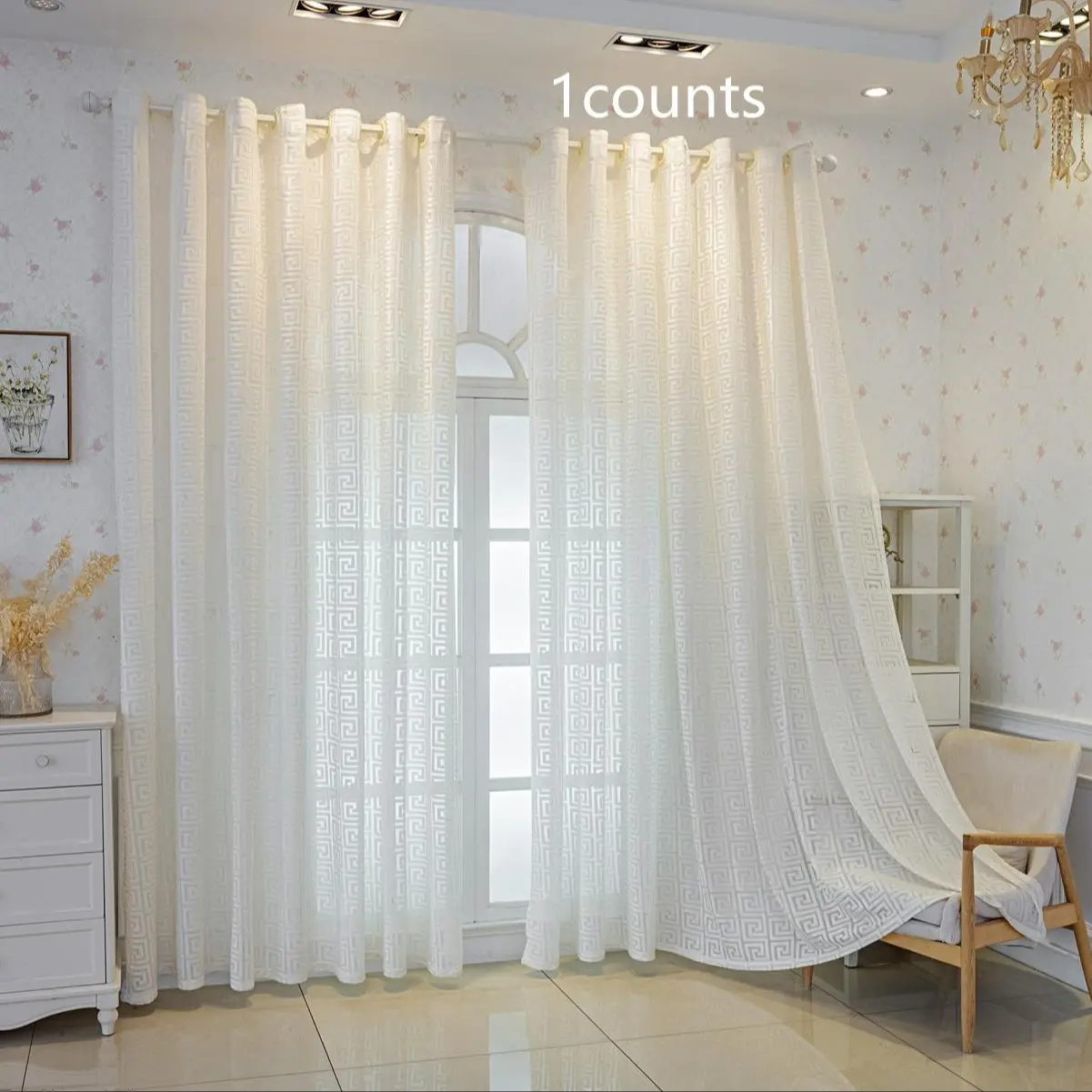Transparent Finished Curtain, Easy Installation for Bedroom Living Room, Hole Punch Design, 1pc Ready-To-Use Window Covering
