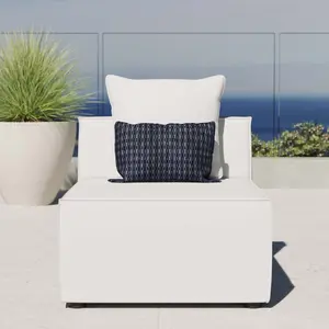 Modway Saybrook Outdoor Patio Upholstered Sectional Sofa Armless Chair in White