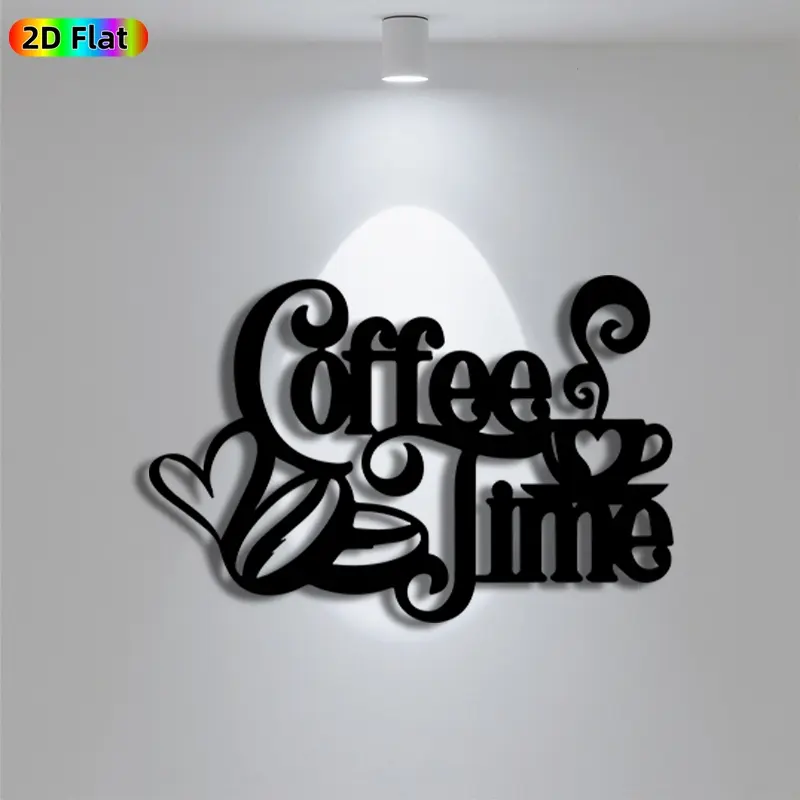 1pc Romantic Coffee Cup & Coffee Bean Metal Wall Art, Romantic Coffee Cup & Coffee Bean Statue Mural, Iron Craft, Perfect for Kitchen, Living Room, Indoor/Outdoor Decor, Artistic Metalwork, Housewarming Decor, Ideal Gift for Coffee Enthusiasts