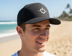 PowerPeak 7-Panel Hat - Unisex Waterproof Structured Cap with Laser-Cut Ventilation & Planet Mode Power-Button Embroidery